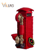 VILEAD Figurine din rășină pentru cabină telefonică, 21 cm, cutie europeană creativă pentru apeluri Pușculină, decorare Hogar, artizanat, cadouri vintage