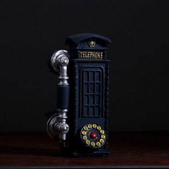 VILEAD 21cm Ρητίνη Τηλεφωνικός Θάλαμος Φιγούρες Δημιουργικό Ευρωπαϊκό Τηλεφωνικό Διακόσμηση Κουμπαράς Hogar Χειροποίητα Χειροτεχνήματα Vintage Δώρα