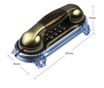 Стационарен телефон Стенен домакински ретро античен малък удължител Ретро античен елегантен жичен телефон с метален бутон