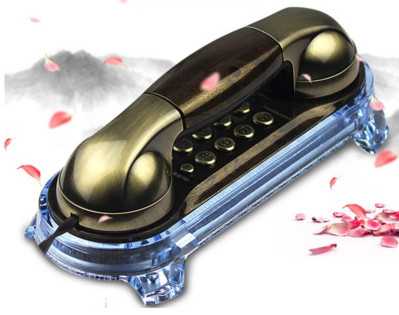 Стационарен телефон Стенен домакински ретро античен малък удължител Ретро античен елегантен жичен телефон с метален бутон