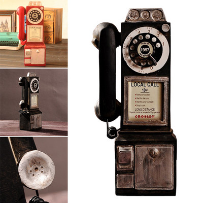 Vintage Rotate Classic Look Dial Pay Phone Model Retro Booth Home Decoration Ornament SP99