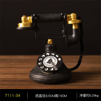 Ретро телефон за домашен декор Ретро модел Европейски ретро телефонен комплект с въртящ се циферблат Ръчно изработени стари железни подпори за телефон