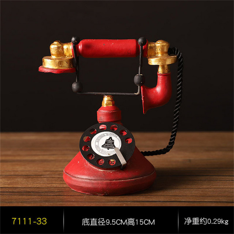 Senovinis namų dekoro telefonas Senovinis modelis Europos retro sukamasis telefono rinkinys Rankų darbo senas geležinis telefono rekvizitas