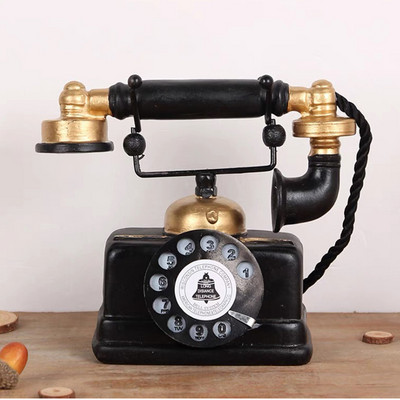 Retro American Industrial Wind Telephone Resin Model Decoration Living Room Simulation Crafts Wine Cabinet Decoration Decoration