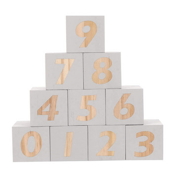 5CM дървени блокове с цифри Бебешки етапни блокове 0-9 седмични месечни кубчета за възраст Играчки Baby Shower Декорация на детска стая Реквизит за снимки