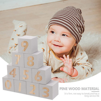 5CM дървени блокове с цифри Бебешки етапни блокове 0-9 седмични месечни кубчета за възраст Играчки Baby Shower Декорация на детска стая Реквизит за снимки