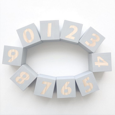Blocuri de numere din lemn de 5 cm Blocuri de reper pentru bebeluși 0-9 Săptămânal, lunar, vârstă, cuburi, jucării, baby shower, creșă, decorare pentru cameră, recuzită foto