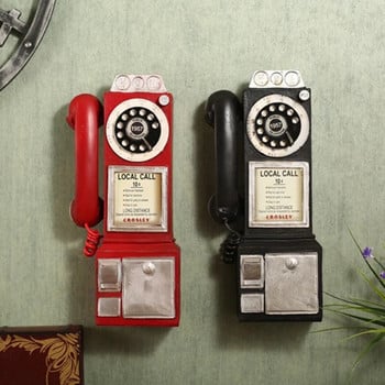 Vintage Μοντέλο Τηλεφώνου Διακοσμητικά τοίχου Ρετρό καντράν Pay Phone Μινιατούρες χειροτεχνίες για μπαρ Σαλόνι Δώρα Διακόσμηση σπιτιού