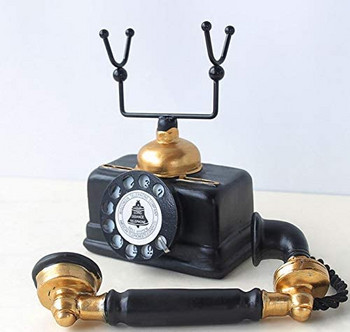 Голям креативен ретро декоративен модел на телефон Декорация на стена на телефон, ретро въртящ се декор на телефон Статуя Художник Античен телефон