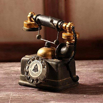 Голям креативен ретро декоративен модел на телефон Декорация на стена на телефон, ретро въртящ се декор на телефон Статуя Художник Античен телефон