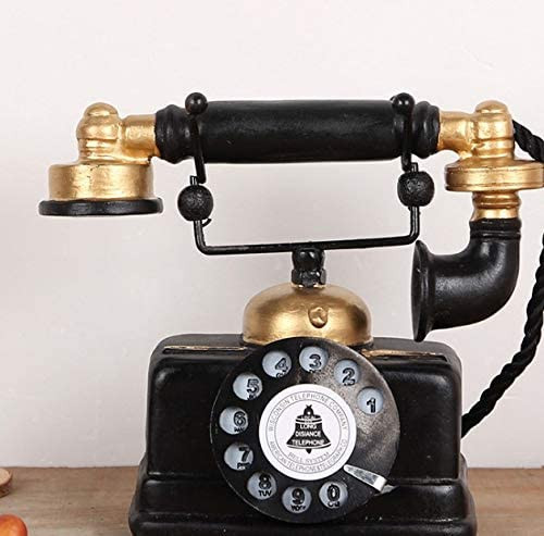 Didelis kūrybingas retro dekoratyvus telefono modelis Telefono sienos dekoras, senovinis besisukantis telefono dekoras Statula Menininkas Antikvarinis telefonas