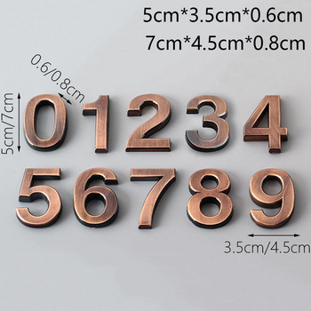 1 PC Водоустойчиви бронзови самозалепващи се ABS пластмасови табели за врати Номер на стая Адрес Знак Цифри Стикер