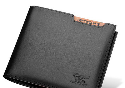 Ανδρικό πορτοφόλι από οικολογικό δέρμα, πολλά μοντέλα με επιγραφή και μεταλλικό στοιχείο