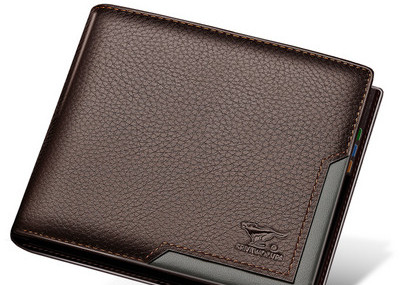 Ανδρικό πορτοφόλι από οικολογικό δέρμα, πολλά μοντέλα με επιγραφή και μεταλλικό στοιχείο