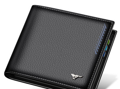 Ανδρικό πορτοφόλι από οικολογικό δέρμα, πολλά μοντέλα με επιγραφή και μεταλλικό στοιχείο