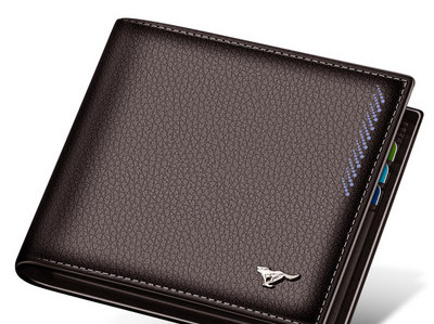 Ανδρικό πορτοφόλι από οικολογικό δέρμα, πολλά μοντέλα με επιγραφή και μεταλλικό στοιχείο