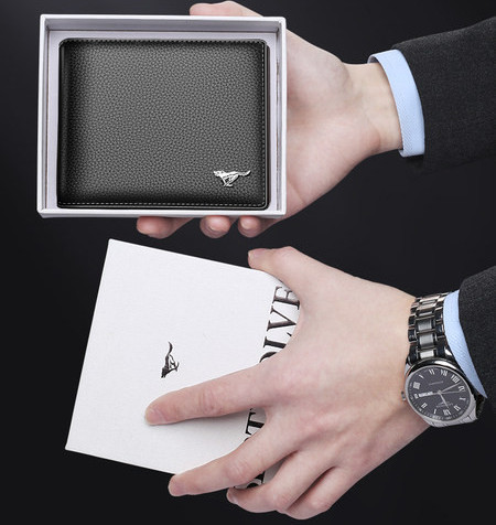 Portofel barbatesc model nou din piele ecologica - negru si maro