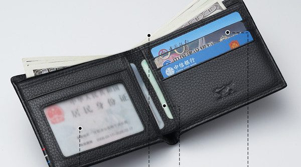 Portofel din piele model nou cu inscriptie pentru barbati