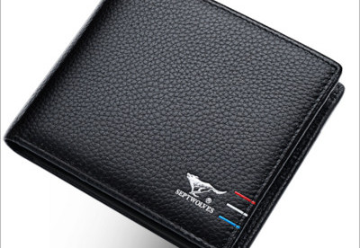 Portofel barbatesc din piele ecologica, doua modele cu inscriptie brodata