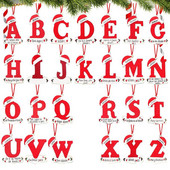 Ornamente cu litere pentru pomul de Crăciun Ornament inițial de sărbători pentru ciorapi 26 etichete agățate cu litere pentru brad și ciorapi