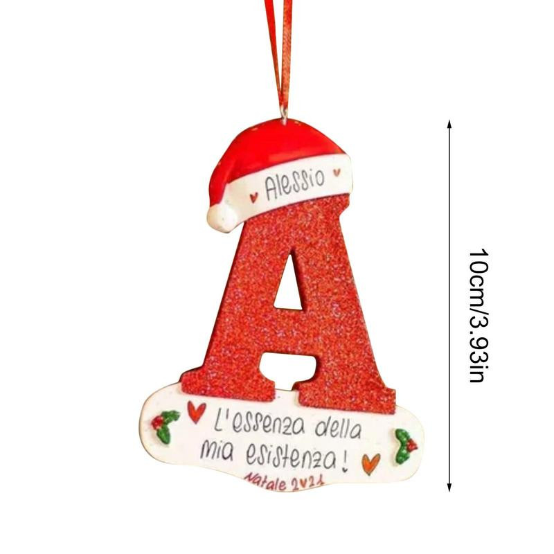 Ornamente cu litere pentru pomul de Crăciun Ornament inițial de sărbători pentru ciorapi 26 etichete agățate cu litere pentru brad și ciorapi