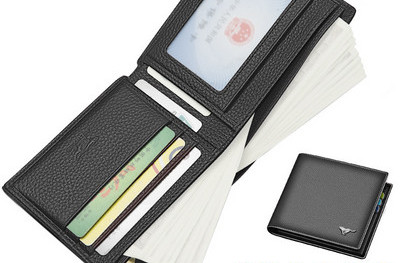 Portofel barbatesc din piele ecologica cu compartimente pentru bancnote si carduri de credit