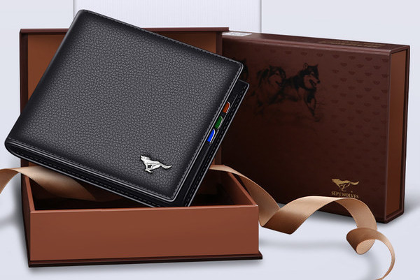 Portofel pentru bărbați - cu element metalic