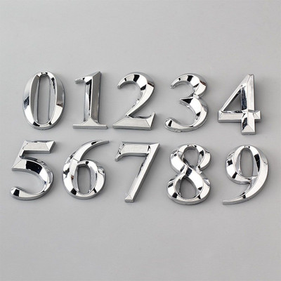 Self Adhesive 3D House Number Stickers Apartment Hotel Office Door Address Door Plate Sign Digits ABS Plastic Label