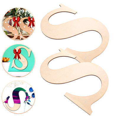 Literă din lemn neterminată alfabet S Litere semne de decorare bricolaj Artizanat din lemn Decor de perete necompletat Decupaje majuscule Forma de decupaj