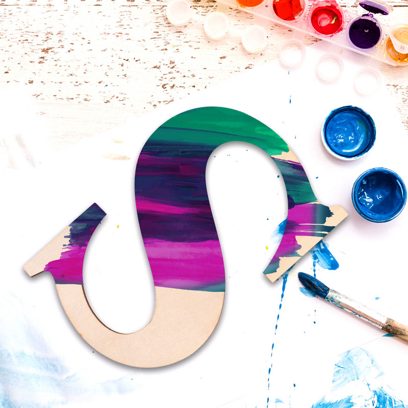 Literă din lemn neterminată alfabet S Litere semne de decorare bricolaj Artizanat din lemn Decor de perete necompletat Decupaje majuscule Forma de decupaj