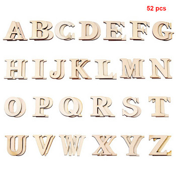 52 τμχ/σετ Word Arts Crafts Scrapbooking Εκπαιδευτικά Ξύλινα γράμματα DIY Party Αλφάβητο Χειροποίητο Σπίτι Μικτά Αριθμοί Συνονθύλευμα