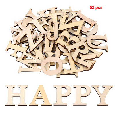 52 бр./компл. Word Arts Crafts Scrapbooking Образователни дървени букви Направи си сам Парти азбука Ръчно изработени домашни смесени числа Пачуърк