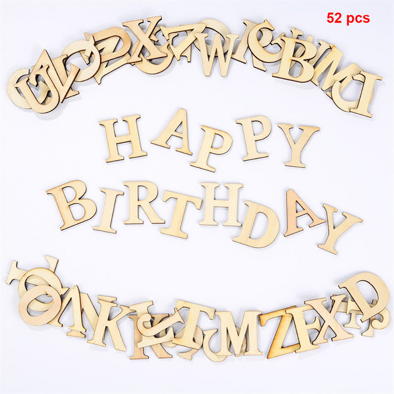 52 tk/komplekt Sõnakunst Käsitöö Scrapbooking Harivad puidust tähed DIY peotähestik Käsitsi valmistatud kodune seganumbrite lapitöö