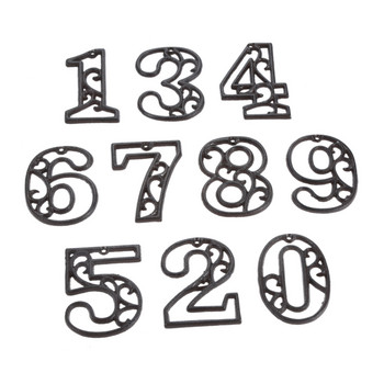 Μεταλλικό Σήμα αριθμών 0-9 Βιομηχανικό Χυτοσίδηρο Ψηφιακό Στολίδι τοίχου βαρέως τύπου Σπίτι/Ξενοδοχείο/Καφέ Μπαρ/Γραμματοκιβώτιο/Πλακέτα
