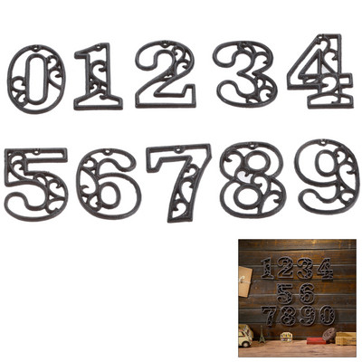 Metal Numbers Sign 0-9 Industrial Cast Iron Hollow Digital Heavy Duty Doorplate Wall Ornament Home/Hotel/Cafe Bar/Mailbox/Plaque