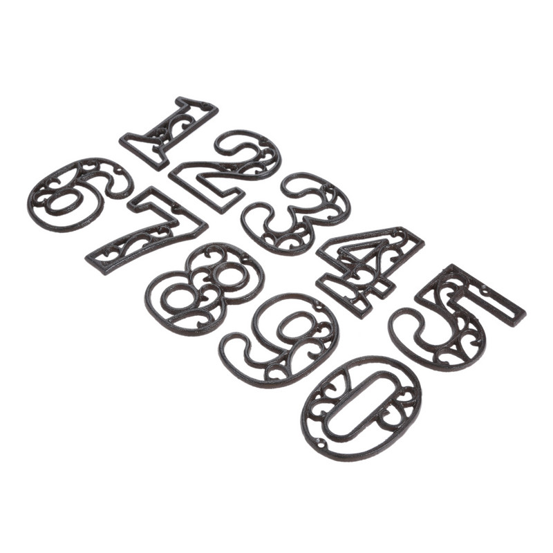 Semn cu numere metalice 0-9, industrial, din fontă, cu goluri digitale, pentru ușă, ornament de perete, acasă/hotel/cafenea bar/cutie poștală/placă