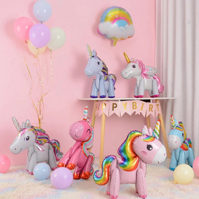 Baloane pentru ziua de naștere cu unicorn Decor pentru petrecere Balon din folie cu număr de curcubeu Decor pentru petrecerea de aniversare Cadou pentru copii Globo de duș pentru copii