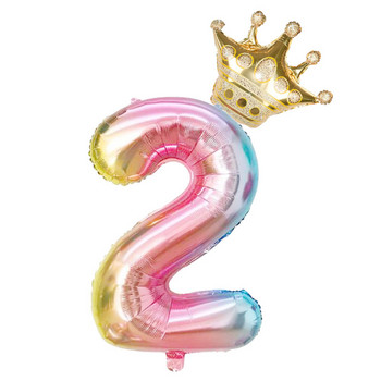 2бр. 32-инчови цифрови фолиеви балони, номер, въздушен балон, честит рожден ден Декорации за парти, детска играчка топка Ans Decoracao Coroa