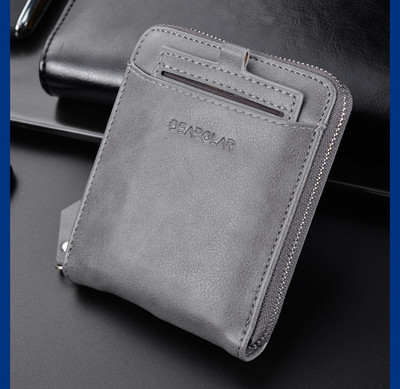 Portofel barbati din piele cu fermoar si inscription doua modele