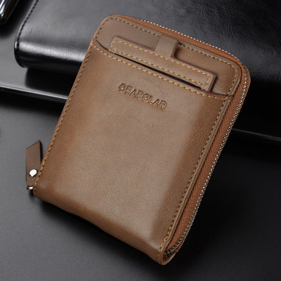 Portofel barbati din piele cu fermoar si inscription doua modele