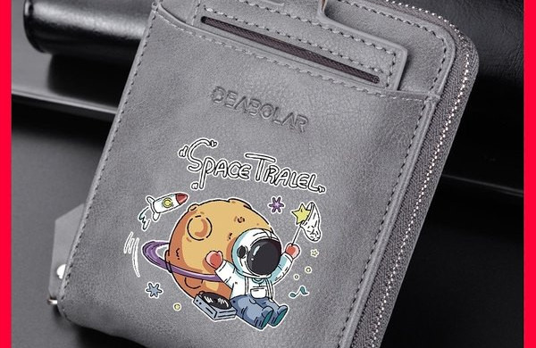 Portofel barbati din piele cu fermoar si inscription doua modele