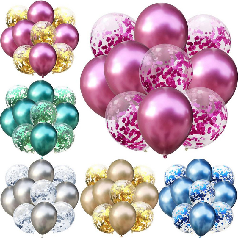 Mix Rose Gold Lateks õhupallid Konfeti õhupallid Sünnipäevapeo Sisustus Laste Pulma Sünnipäevakaunistus Heeliumi Baloon Baby Shower Globos