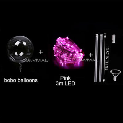 Balon LED cu mâner, cu bastoane, luminoase, transparente, cu heliu, baloane Bobo, decorațiuni pentru nunta, petreceri de aniversare, balon cu lumină LED pentru copii