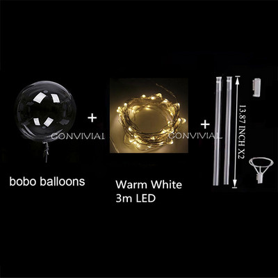 Balon LED cu mâner, cu bastoane, luminoase, transparente, cu heliu, baloane Bobo, decorațiuni pentru nunta, petreceri de aniversare, balon cu lumină LED pentru copii