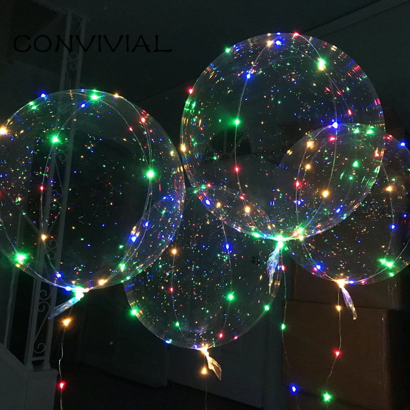 Balon LED cu mâner, cu bastoane, luminoase, transparente, cu heliu, baloane Bobo, decorațiuni pentru nunta, petreceri de aniversare, balon cu lumină LED pentru copii