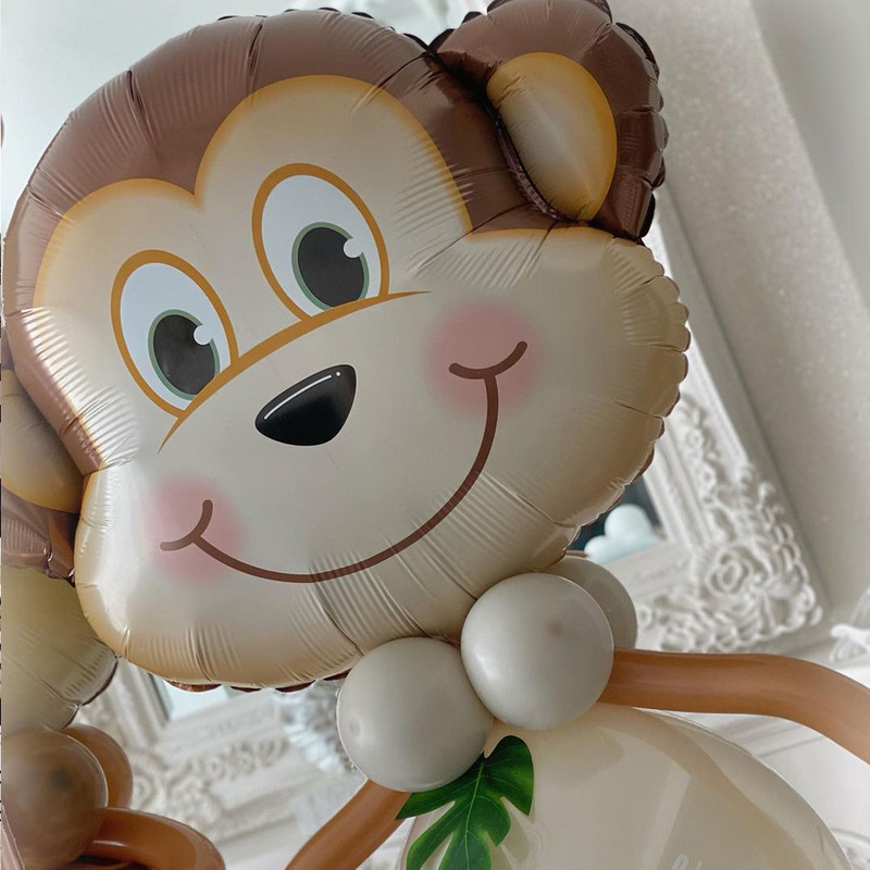 1 set de baloane pentru ziua de naștere a animalelor din junglă, maimuță, leu, tigru, globuri cu heliu pentru Safari, sălbatic, pentru copii, decorațiuni pentru petrecerea de naștere pentru baby shower