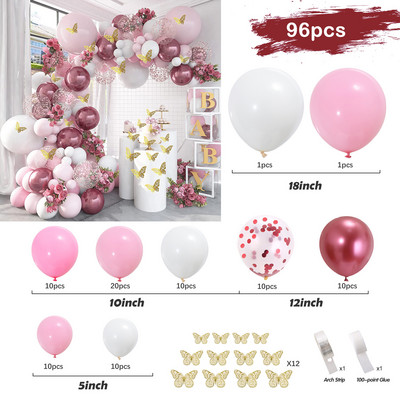 Macaron Pink Balloon Garland Arch Welcome Baby Shower Day Valentines Birthday Party Wedding Decoration Anniversaire Latex Baloon