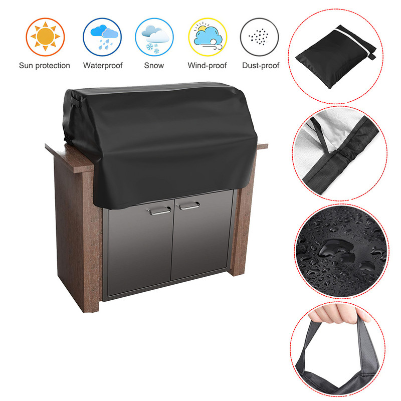 Anti-UV BBQ pārsegs Ūdensizturīgs grila augšējais vāks Virtuves piederumi Barbekjū pārsegi Weber gāzes lielajiem grila UV āra dārziem