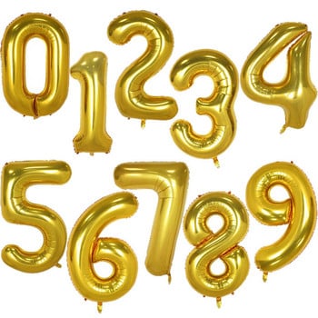 40 ιντσών Big Foil Birthday Balloons Helium Number Balloon 0-9 Happy Birthday Baby Shower Decorations Wedding Party