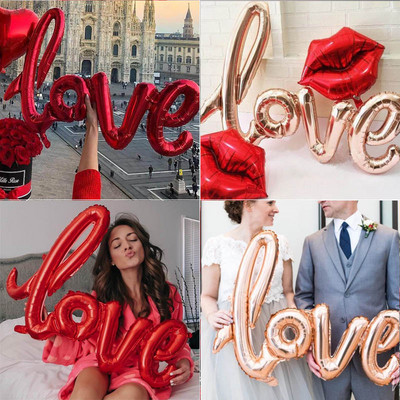 108 εκ. LOVE Letter Foil Balloon Wedding Valentines Anniversary Birthday Party Decoration Champagne Cup Photo Booth Props